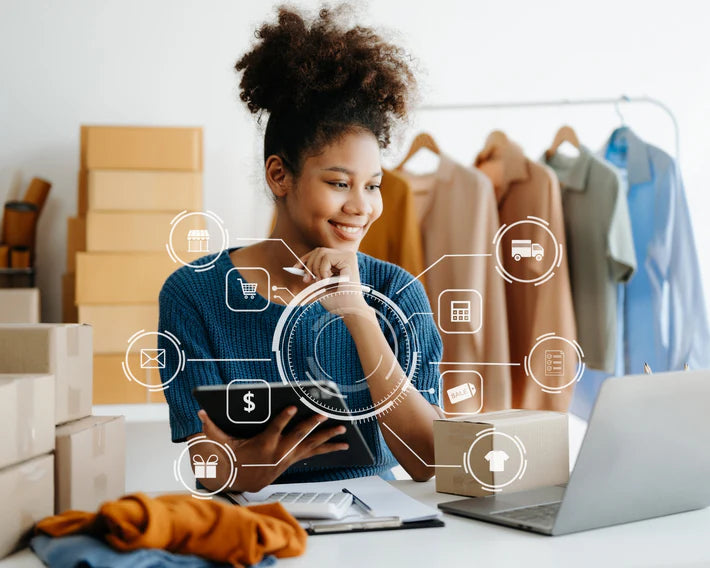 E-commerce business owner managing online sales and inventory